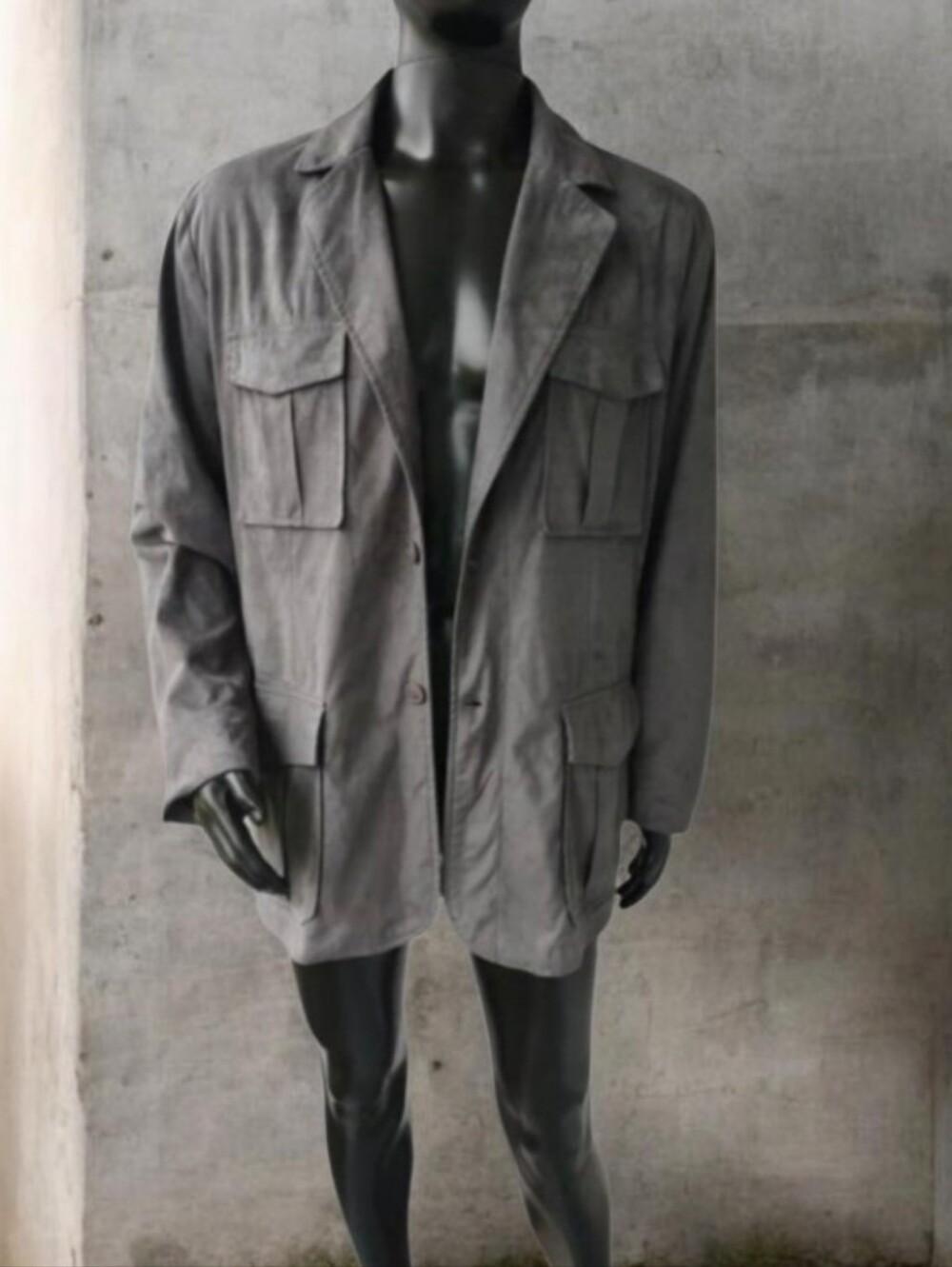 Vintage Men's Gray Field Jacket - Lightweight Four-Pocket Coat